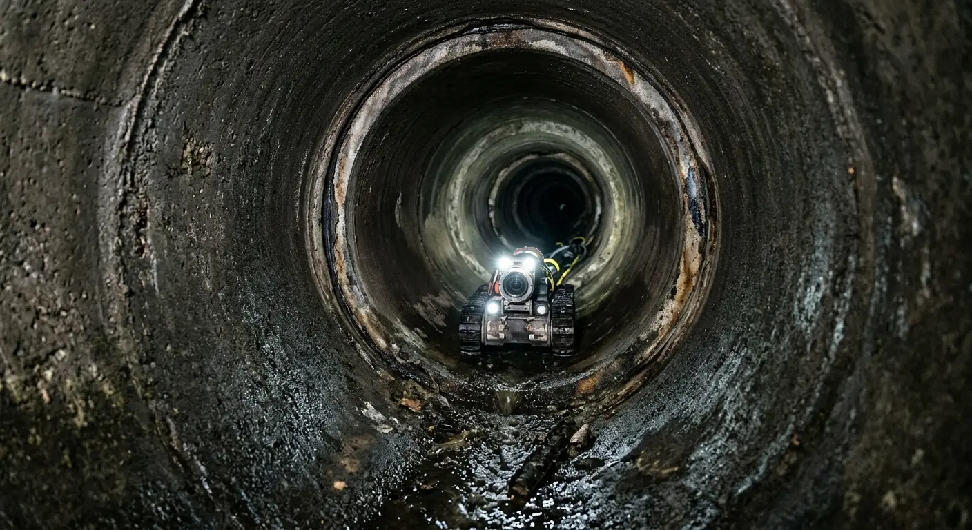 Robotic sewer camera inspecting pipe interior for Sewer Line Cleaning in Elizabeth